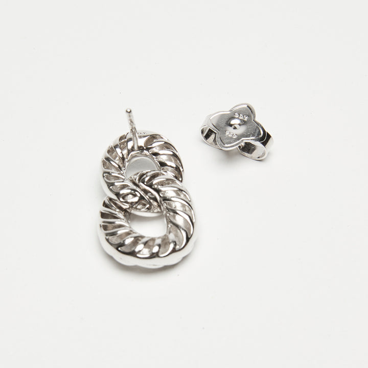 David Yurman 18k White Gold & Diamond Belmont Curb Link Drop Earrings