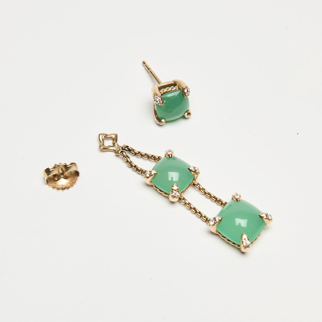 David Yurman 18k Yellow Gold & Chrysoprase Chatelaine Drop Earrings