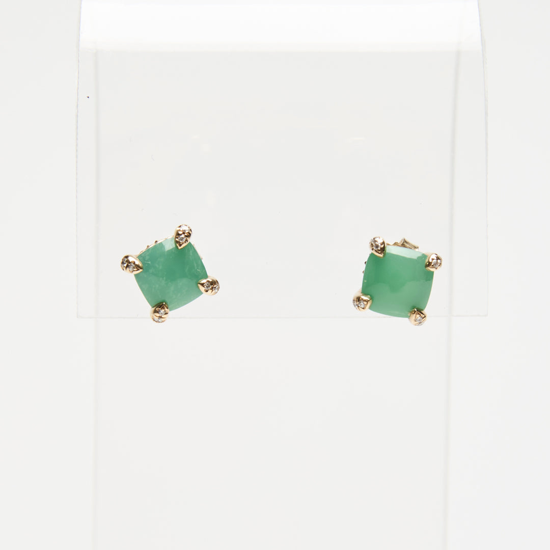 David Yurman 18k Yellow Gold & Chrysoprase Chatelaine Drop Earrings