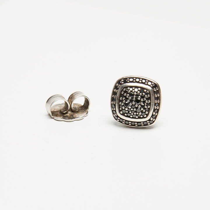 David Yurman Sterling Silver & Black Diamond Pave Albion Stud Earrings