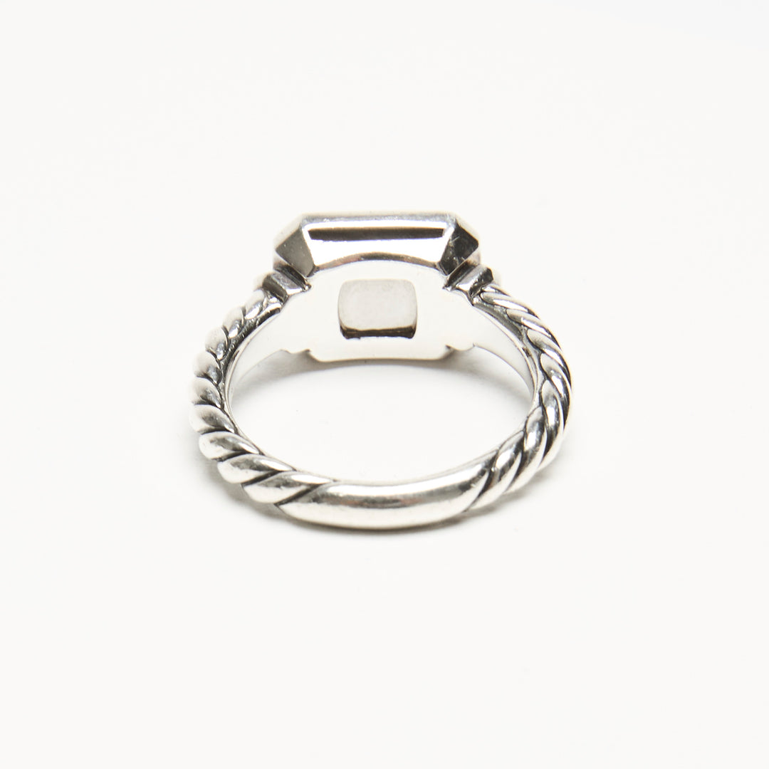 David Yurman Sterling Silver 18k Rose Gold Novella Ring with Diamonds & Morganite Size 56