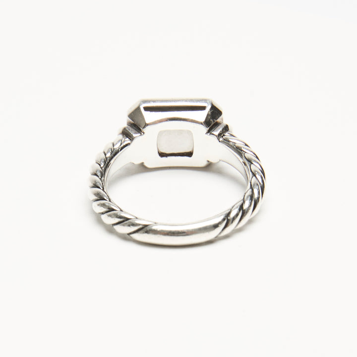 David Yurman Sterling Silver 18k Rose Gold Novella Ring with Diamonds & Morganite Size 56