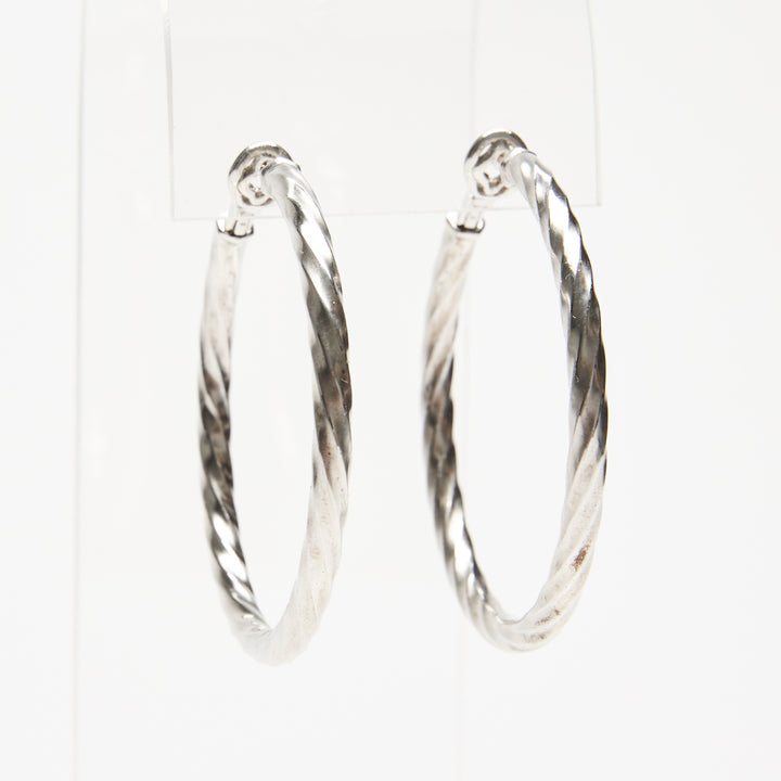 David Yurman Sterling Silver Cable Edge Hoop Earrings