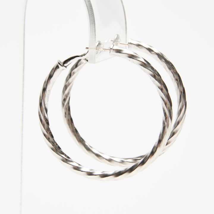 David Yurman Sterling Silver Cable Edge Hoop Earrings