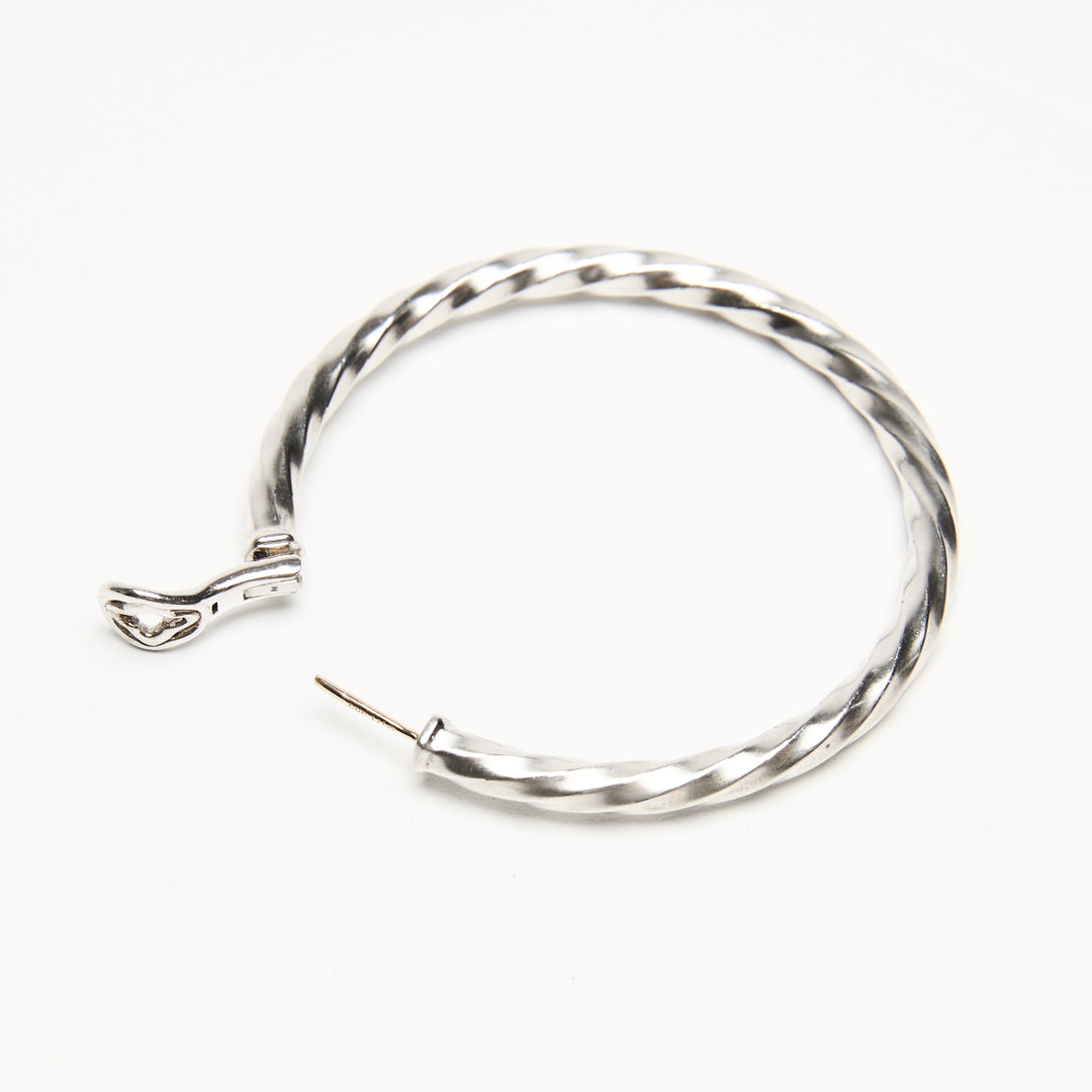 David Yurman Sterling Silver Cable Edge Hoop Earrings