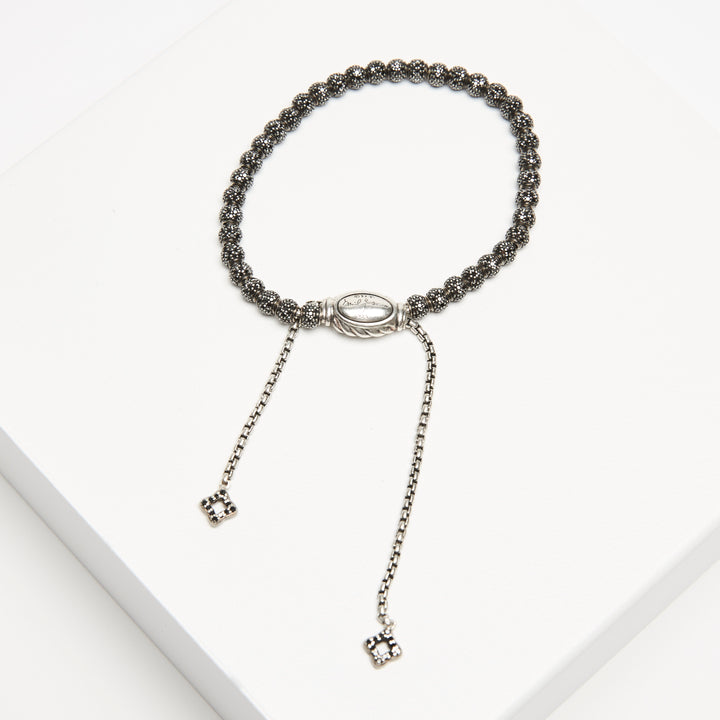 David Yurman Sterling SIlver & Black Diamond Pave Beaded Bracelet