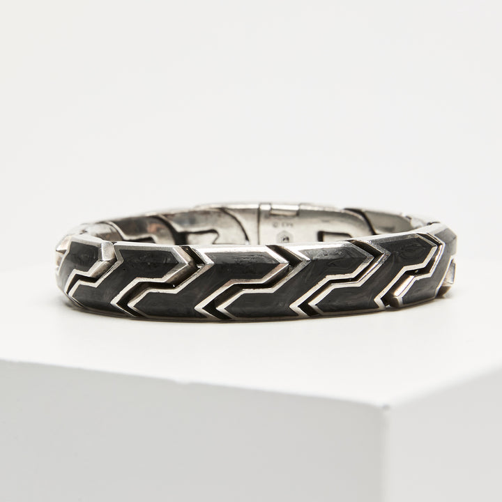 David Yurman Sterling Silver Forged Carbon Link Geometric Bracelet