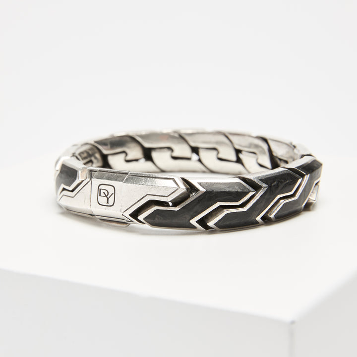 David Yurman Sterling Silver Forged Carbon Link Geometric Bracelet