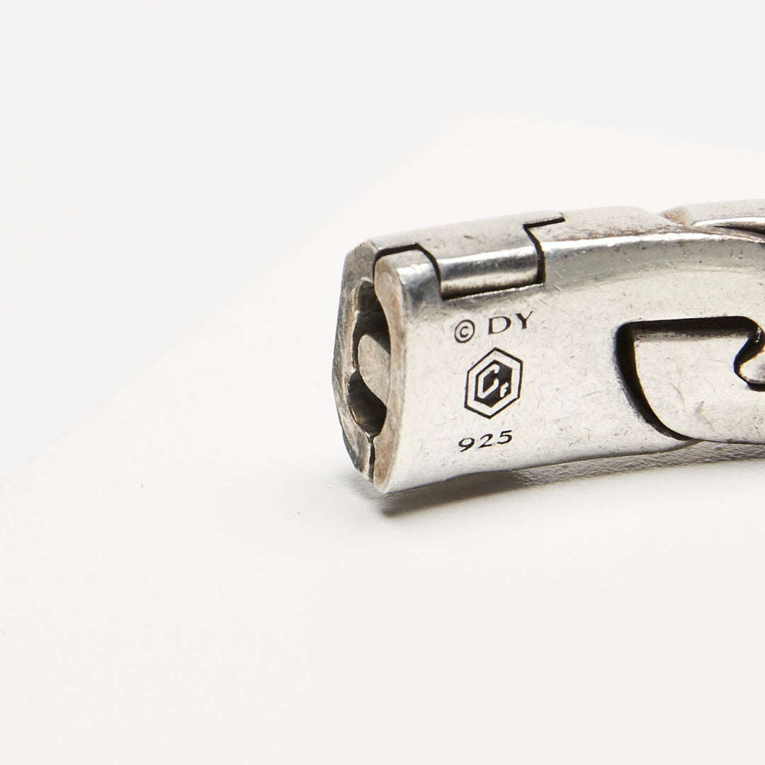 David Yurman Sterling Silver Forged Carbon Link Geometric Bracelet