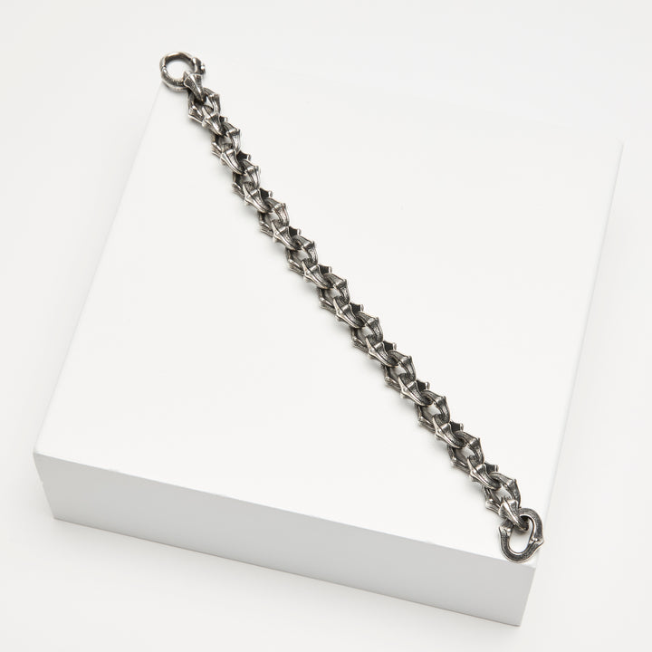 David Yurman Sterling Silver Forged Carbon Link Geometric Bracelet