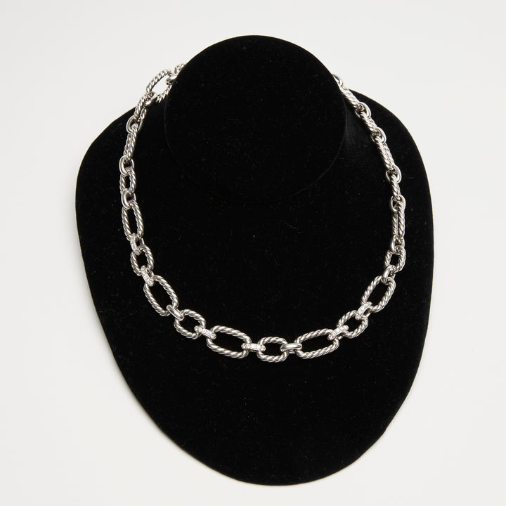David Yurman Sterling Silver Madison Chain Necklace with Pave Diamonds
