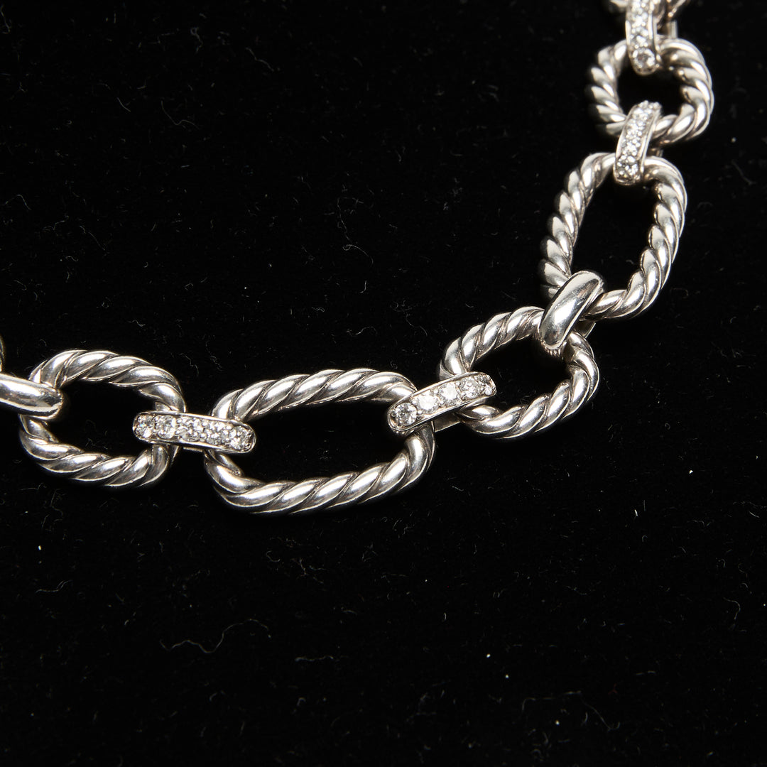 David Yurman Sterling Silver Madison Chain Necklace with Pave Diamonds