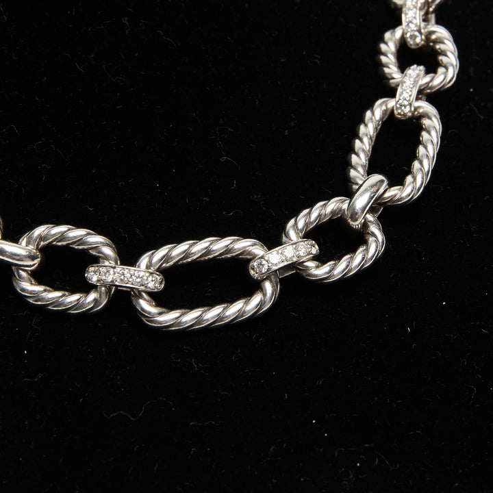 David Yurman Sterling Silver Madison Chain Necklace with Pave Diamonds