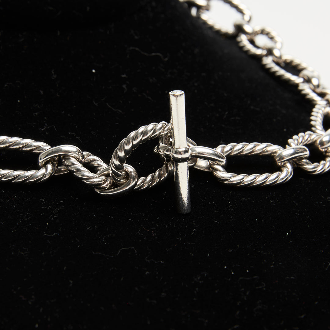 David Yurman Sterling Silver Madison Chain Necklace with Pave Diamonds