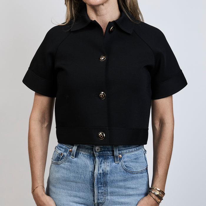 Dior Black Short Sleeve Button Up Shirt Size 38
