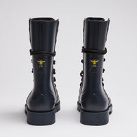 Dior Navy Blue Lace-Up Lug Sole Boots Size 35