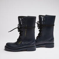 Dior Navy Blue Lace-Up Lug Sole Boots Size 35