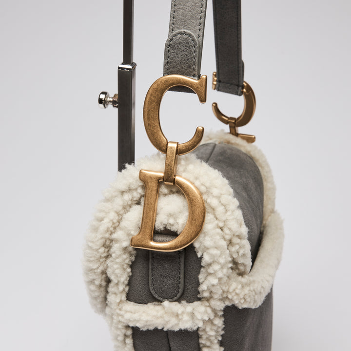 Dior Suede and Shearling Saddle Bag