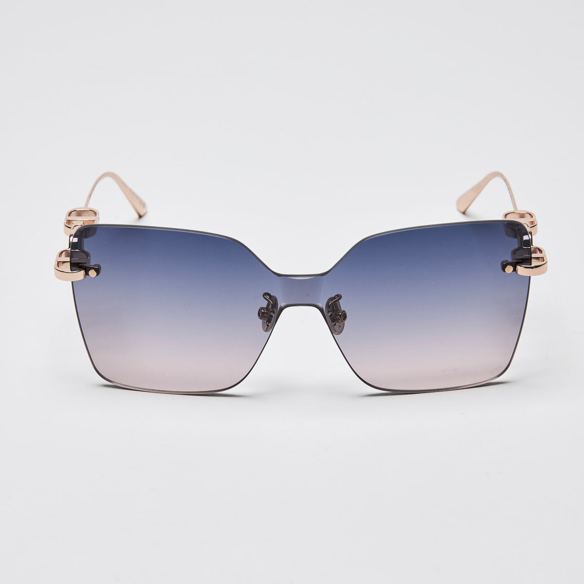 Dior Blue Purple Gradient Rose Gold CD Chain M1U Frameless Sunglasses