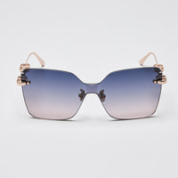 Dior Blue Purple Gradient Rose Gold CD Chain M1U Frameless Sunglasses