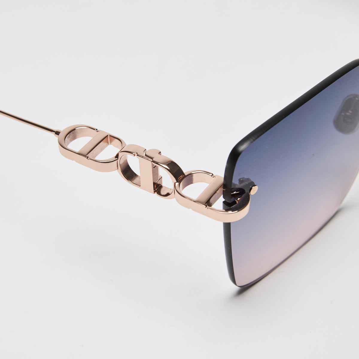 Dior Blue Purple Gradient Rose Gold CD Chain M1U Frameless Sunglasses