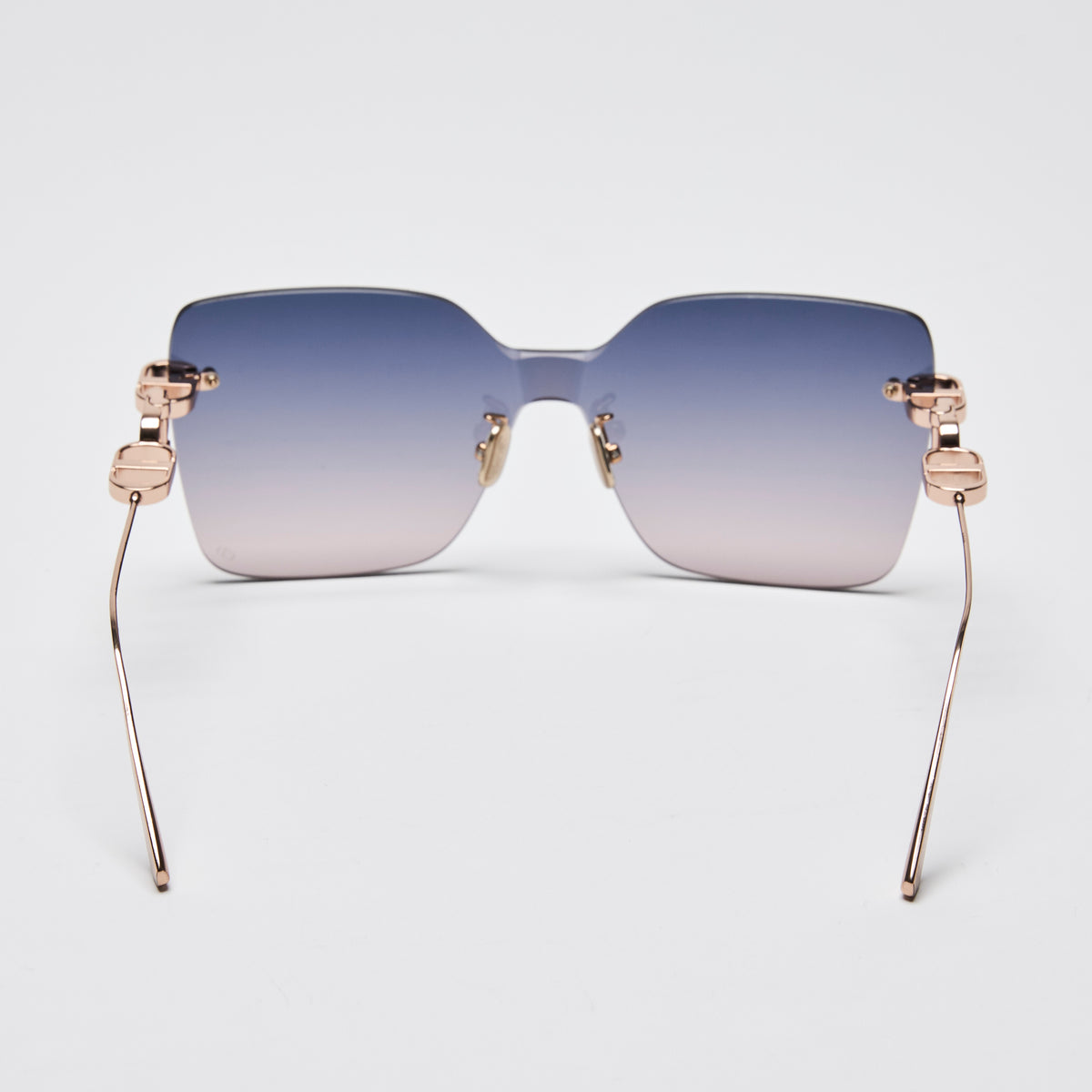 Dior Blue Purple Gradient Rose Gold CD Chain M1U Frameless Sunglasses