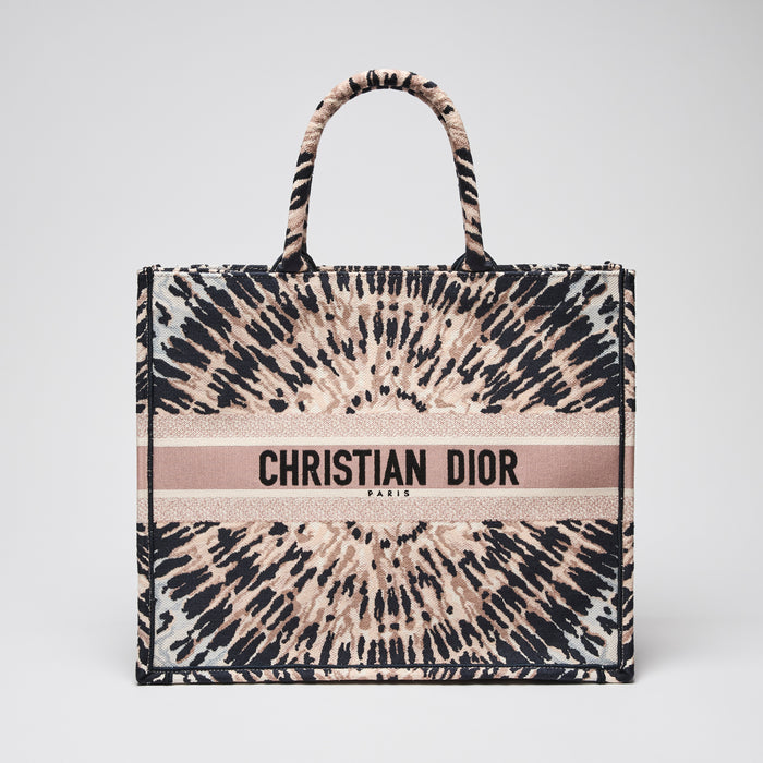 Dior Pink/Navy Tie Dye Embroidered Canvas Large Book Tote