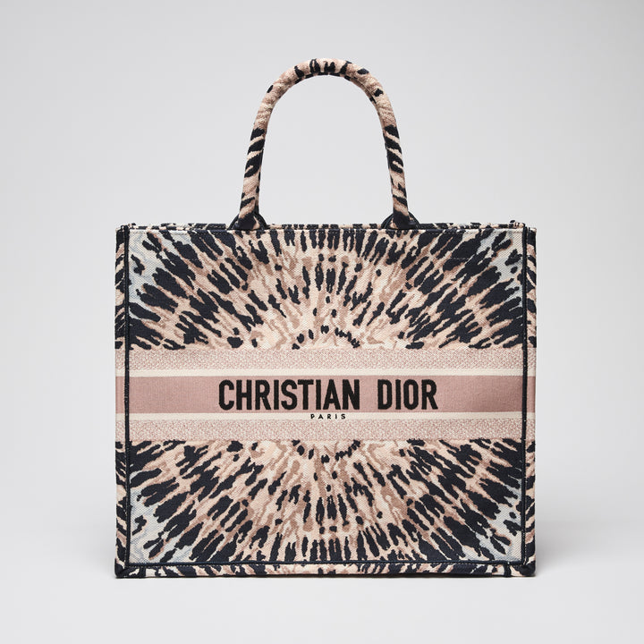 Dior Pink/Navy Tie Dye Embroidered Canvas Large Book Tote