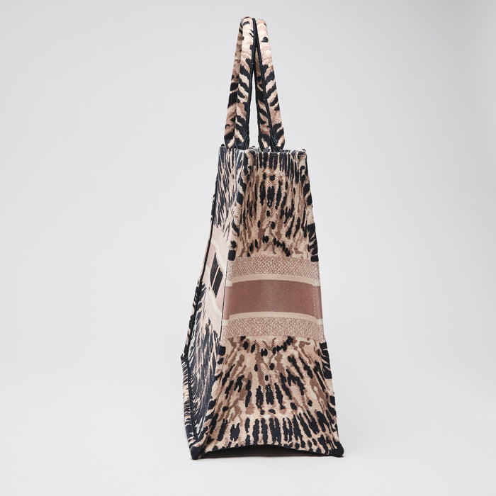 Dior Pink/Navy Tie Dye Embroidered Canvas Large Book Tote