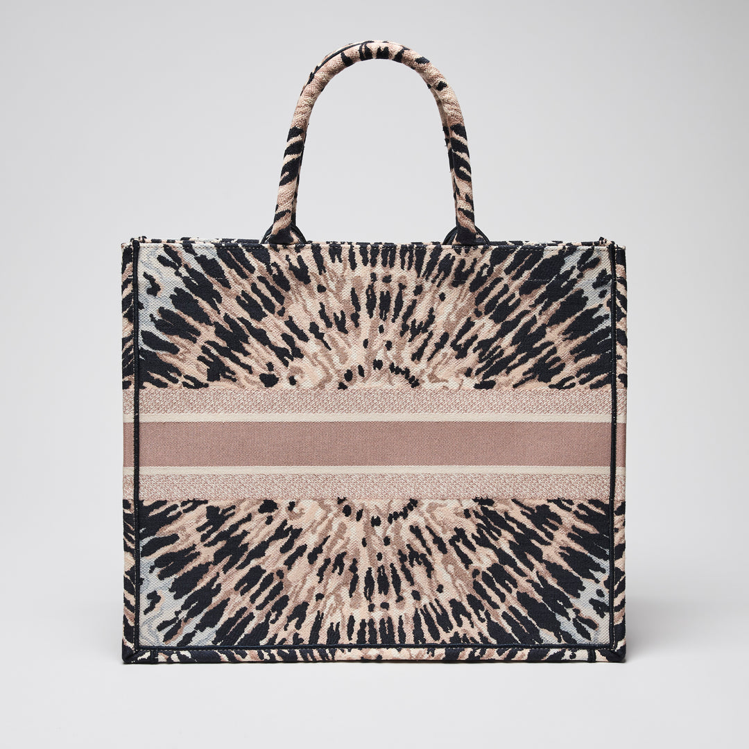 Dior Pink/Navy Tie Dye Embroidered Canvas Large Book Tote