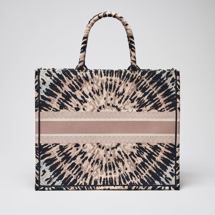 Dior Pink/Navy Tie Dye Embroidered Canvas Large Book Tote