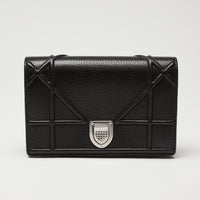 Dior Black Grained Leather Diorama Wallet on Chain