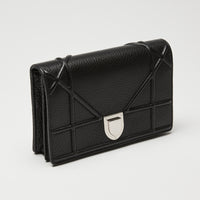 Dior Black Grained Leather Diorama Wallet on Chain