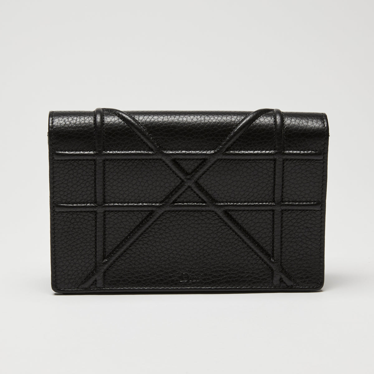 Dior Black Grained Leather Diorama Wallet on Chain