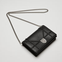 Dior Black Grained Leather Diorama Wallet on Chain
