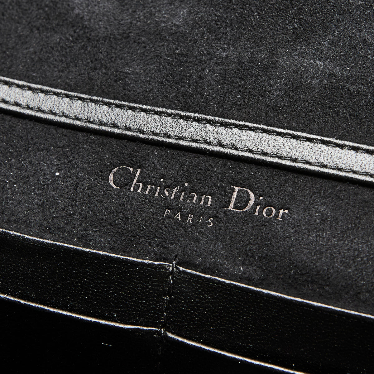 Dior Black Grained Leather Diorama Wallet on Chain
