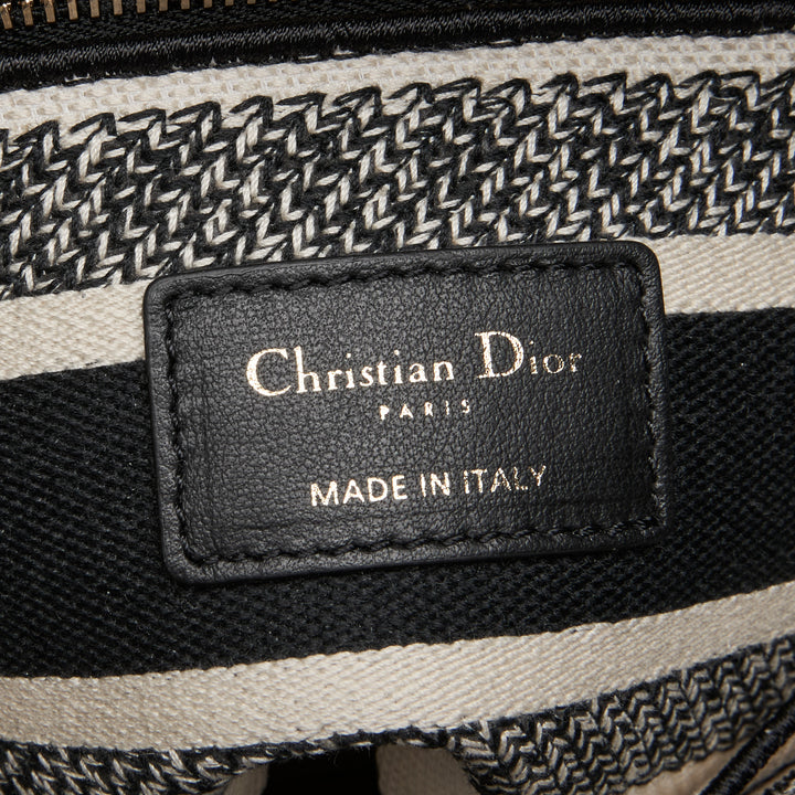 Dior Black & White Toile de Jouy Canvas Medium Lady D-Lite Handbag