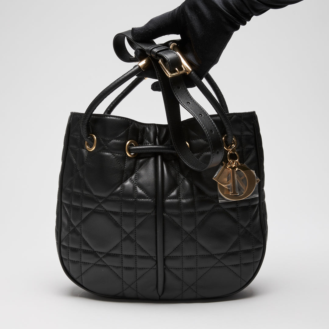 Dior Black Cannage Lambskin Leather Medium Nolita Tote Bag