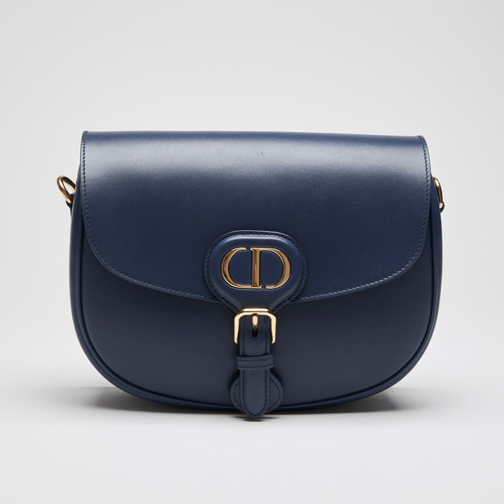 Dior Navy Blue Box Calfskin Leather Medium Bobby Bag