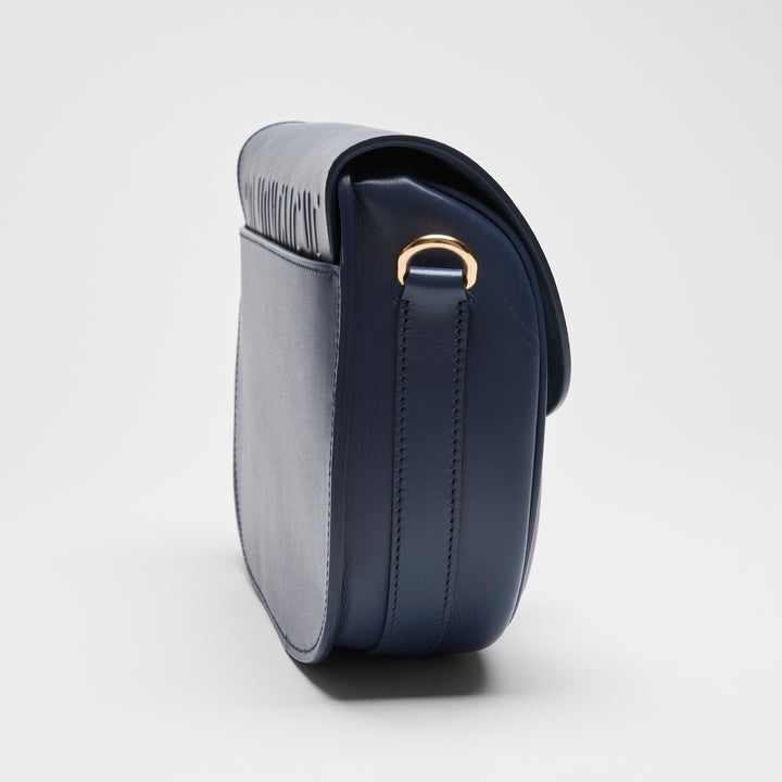 Dior Navy Blue Box Calfskin Leather Medium Bobby Bag