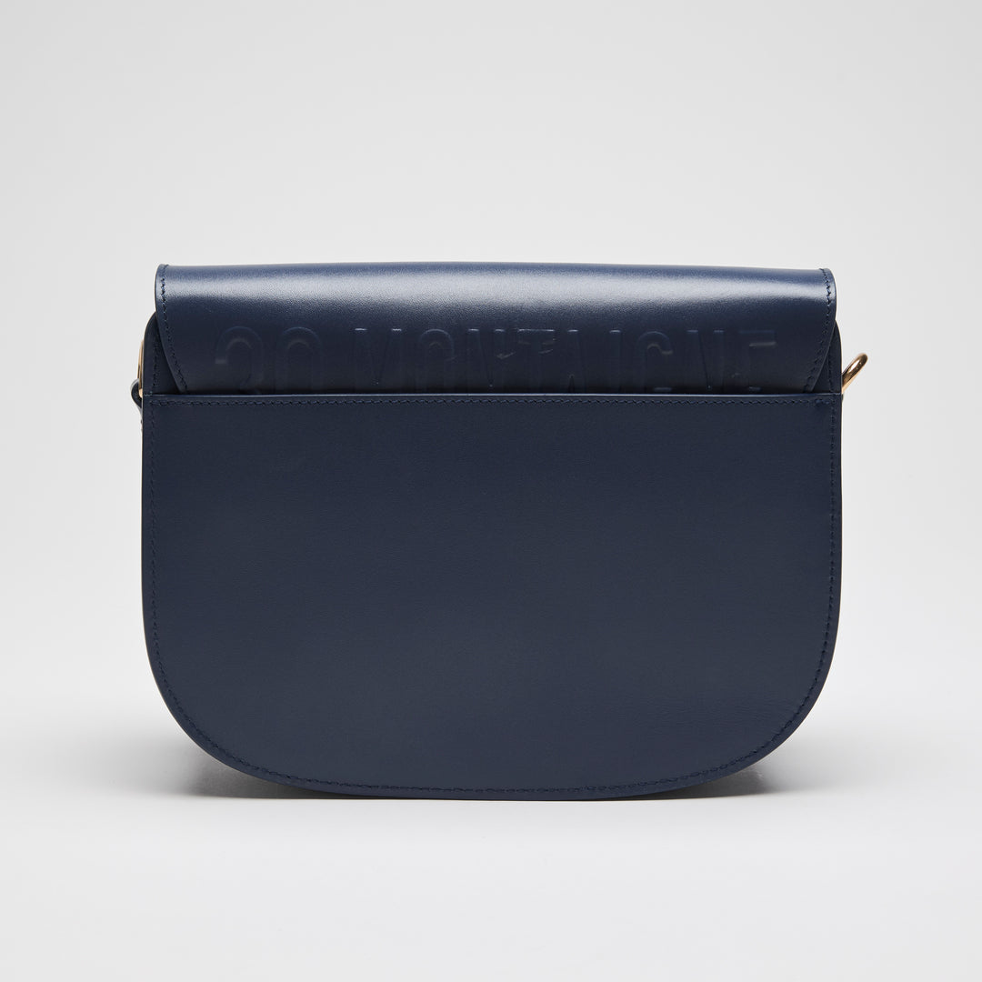 Dior Navy Blue Box Calfskin Leather Medium Bobby Bag