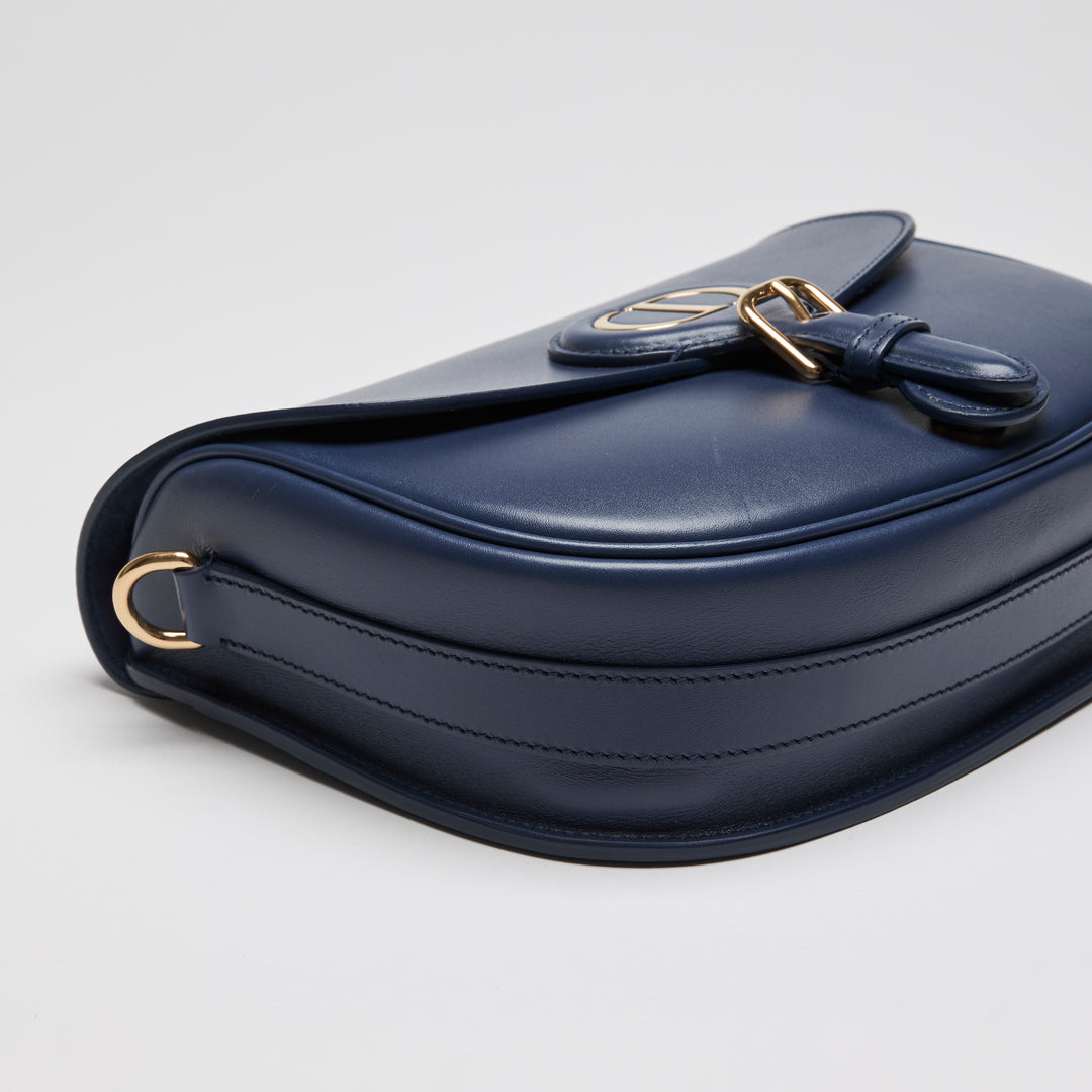 Dior Navy Blue Box Calfskin Leather Medium Bobby Bag