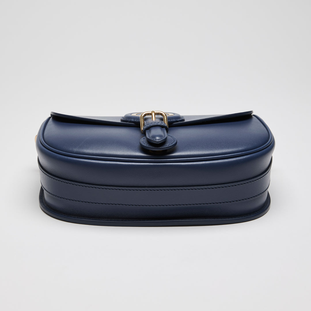 Dior Navy Blue Box Calfskin Leather Medium Bobby Bag