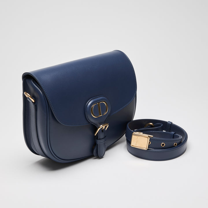 Dior Navy Blue Box Calfskin Leather Medium Bobby Bag