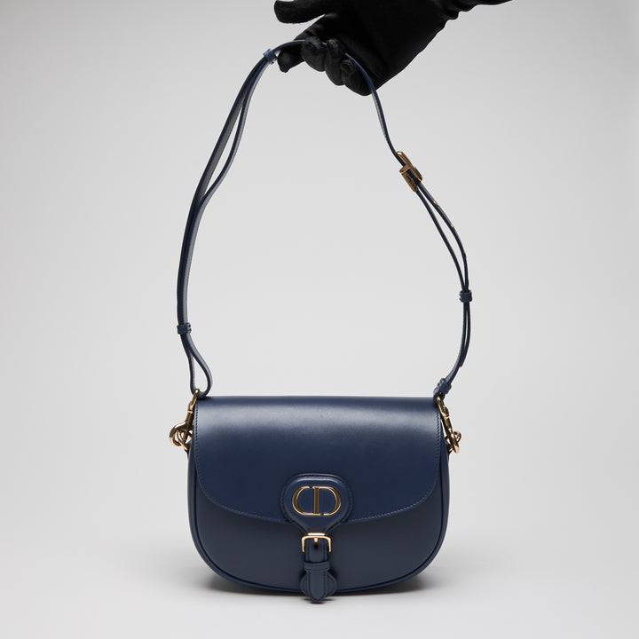 Dior Navy Blue Box Calfskin Leather Medium Bobby Bag