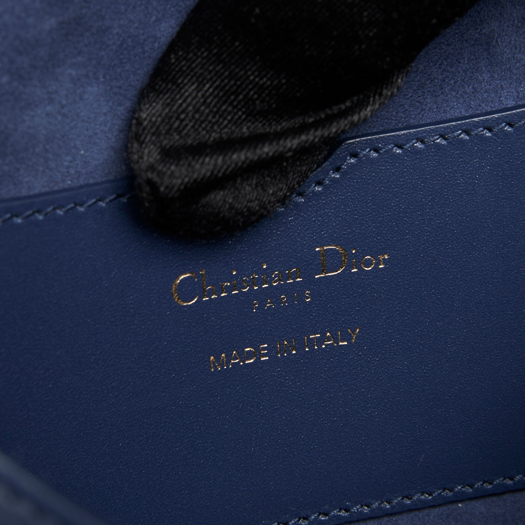Dior Navy Blue Box Calfskin Leather Medium Bobby Bag