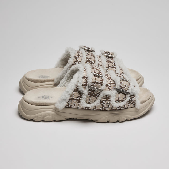 Dior Beige Oblique Jacquard & Shearling H-Town Sandals Size 41
