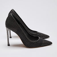 Christian Dior Silver Black Metallic Mesh Pointy Pumps Size 36.5