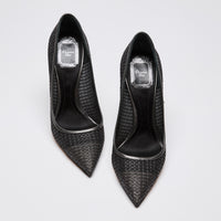 Christian Dior Silver Black Metallic Mesh Pointy Pumps Size 36.5