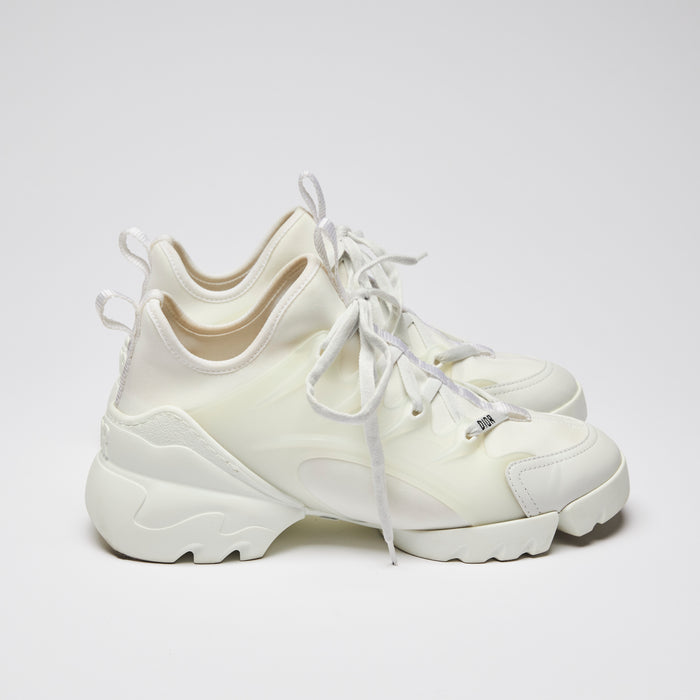 Pre-Loved White Technical Fabric and Rubber Lace Up Sneakers (side)